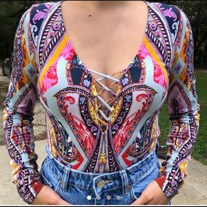 Free people paisley print body suit